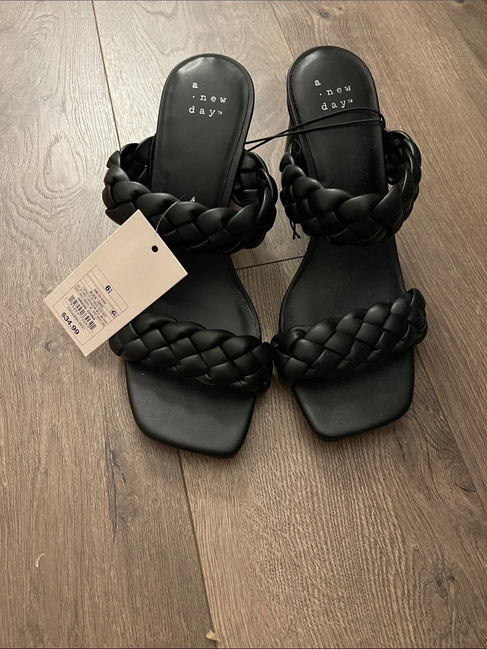a new day Black Braided Double-Strap Slide Sandals - Picture 1 of 4